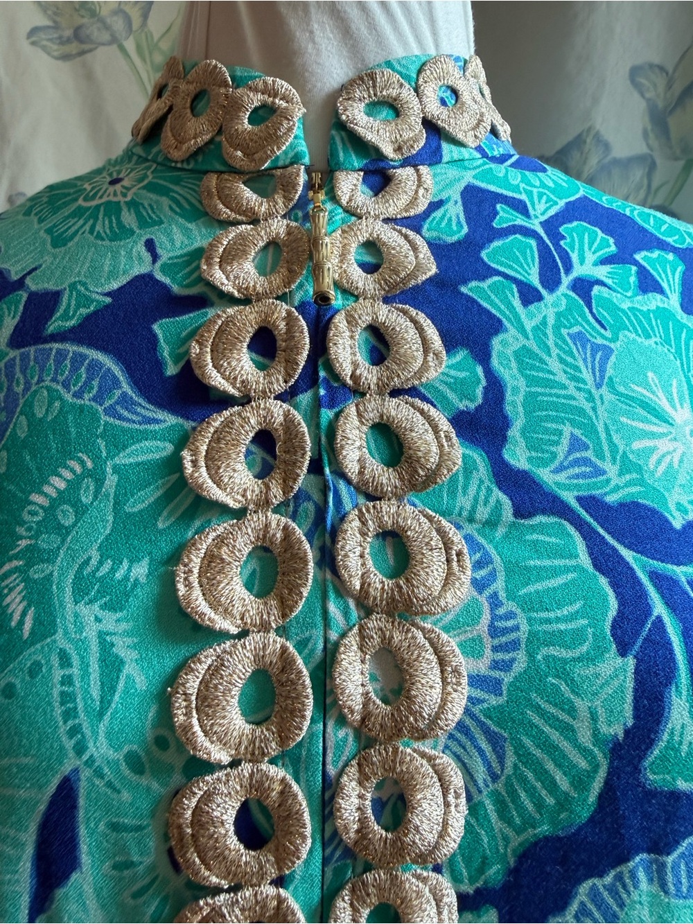 Bright Turquoise, Royal Blue & Gold Lilly Pulitzer Dress - Picture 3 of 16